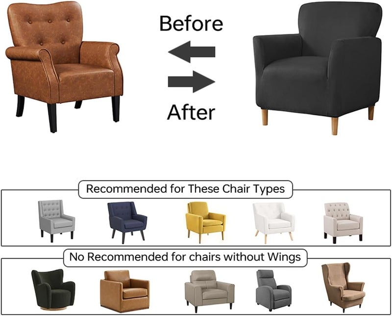 SONNACH Stretch Chair Covers with Arms 1-Piece Banquet Armchair Slipcover Velvet Mid Century Modern Armchair Slipcover Anti-Slip Furniture Protector for Living Room Friendly for Kids Pets (Black) - Image 4