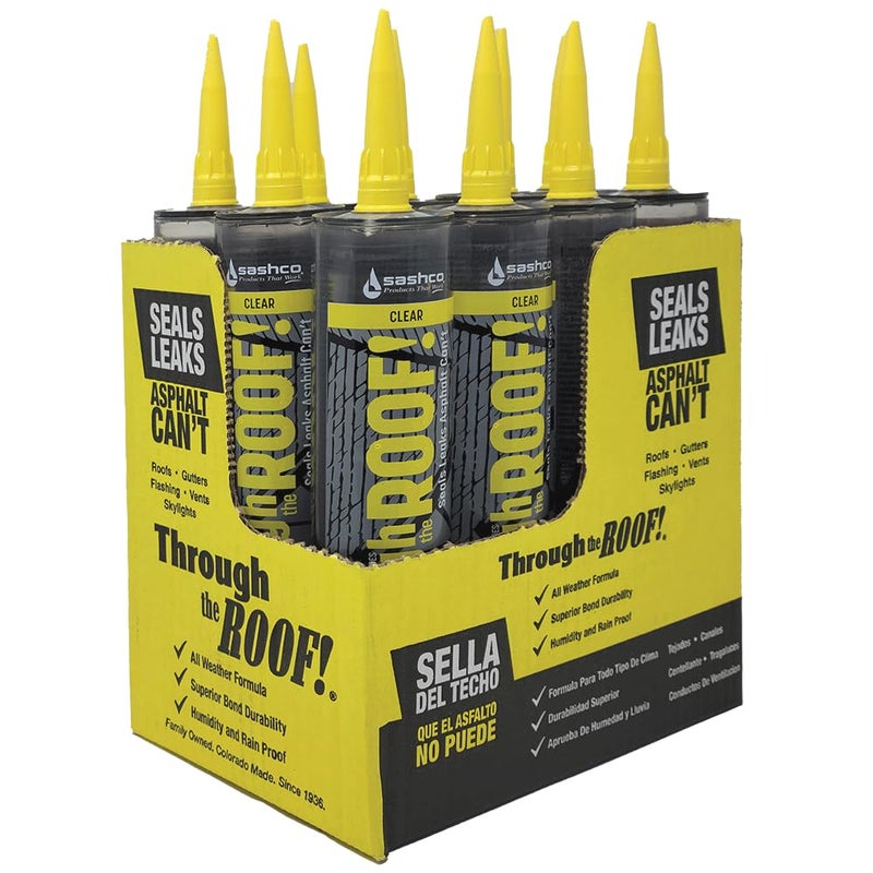 Sashco Through The Roof Sealant, 10.5 Ounce Cartridge, Clear (Pack of 12) -14010-12 - Image 1