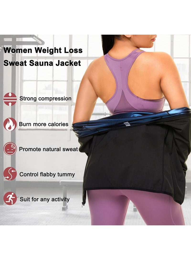 SOLARAE Sweat Body Shaper Jacket Hot Waist Trainer Long Sleeve Zipper Shirt Workout Top - Image 4