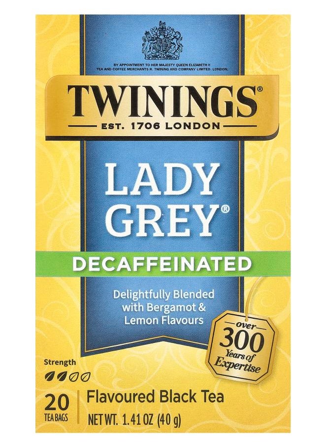 Twinings Flavored Black Tea Lady Grey Decaffeinated 20 Tea Bags 1.41 oz (40 g) 