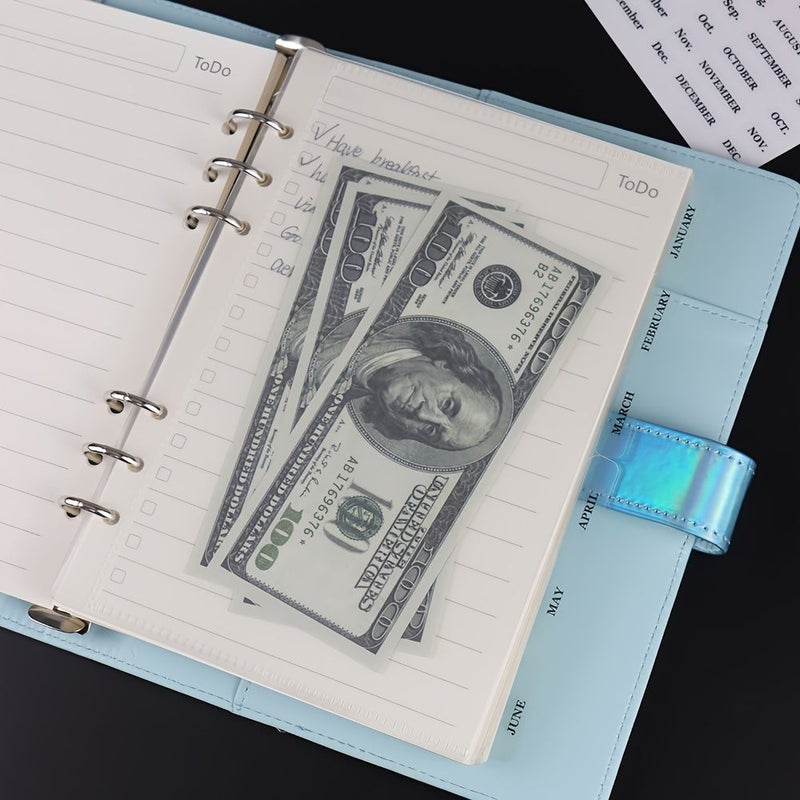 Transparent A6 Binder Storage Bags Set with Index Pages Coin Pocket Portable Travel Organizer - Image 2