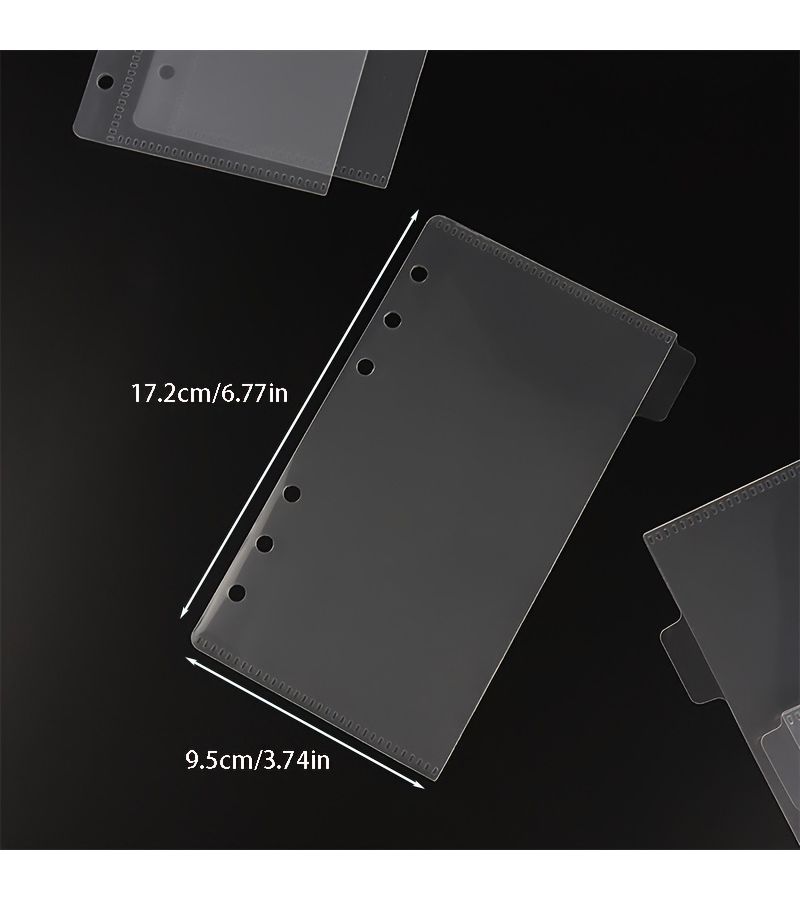 Transparent A6 Binder Storage Bags Set with Index Pages Coin Pocket Portable Travel Organizer - Image 4