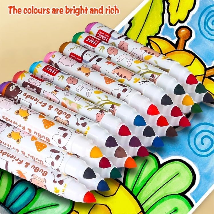 PROBABE Washable Watercolour Pens Set – 36 Assorted Vibrant Colors in Cute Animal Design, Non-Toxic, Quick-Drying, Smooth Flow Marker Pens for Kids, School Art & DIY Projects for kids - Image 4