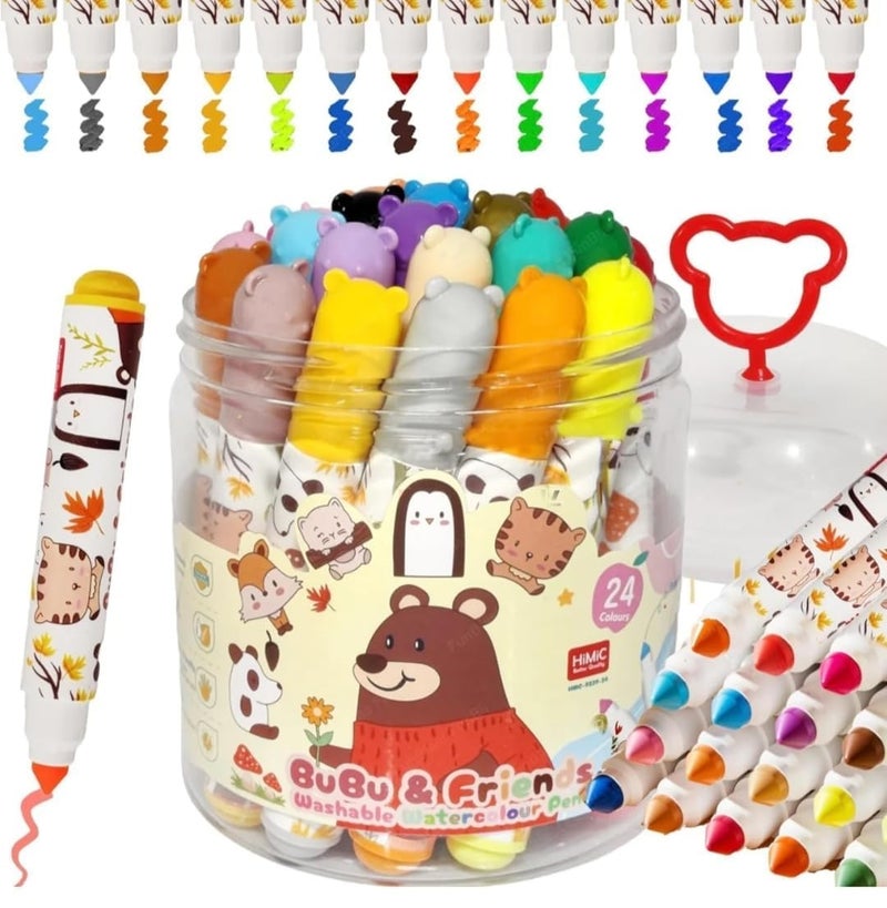 PROBABE Washable Watercolour Pens Set – 36 Assorted Vibrant Colors in Cute Animal Design, Non-Toxic, Quick-Drying, Smooth Flow Marker Pens for Kids, School Art & DIY Projects for kids - Image 2