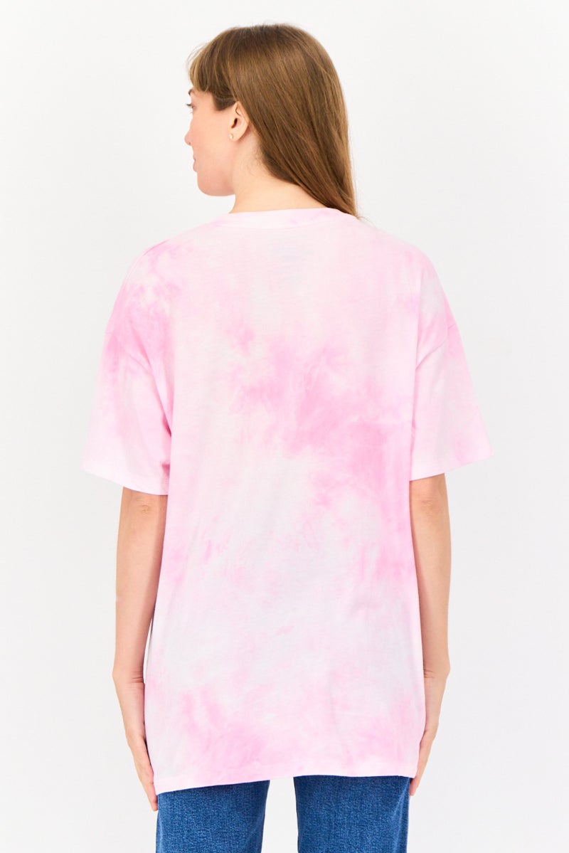 American Eagle Women Crew Neck Short Sleeves Graphic Print T-Shirt, Pink - Image 3