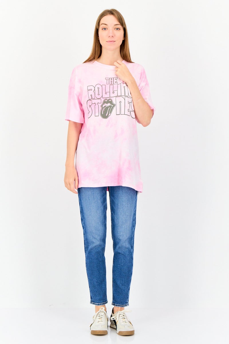 American Eagle Women Crew Neck Short Sleeves Graphic Print T-Shirt, Pink - Image 4