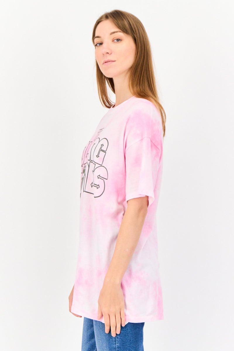 American Eagle Women Crew Neck Short Sleeves Graphic Print T-Shirt, Pink - Image 2