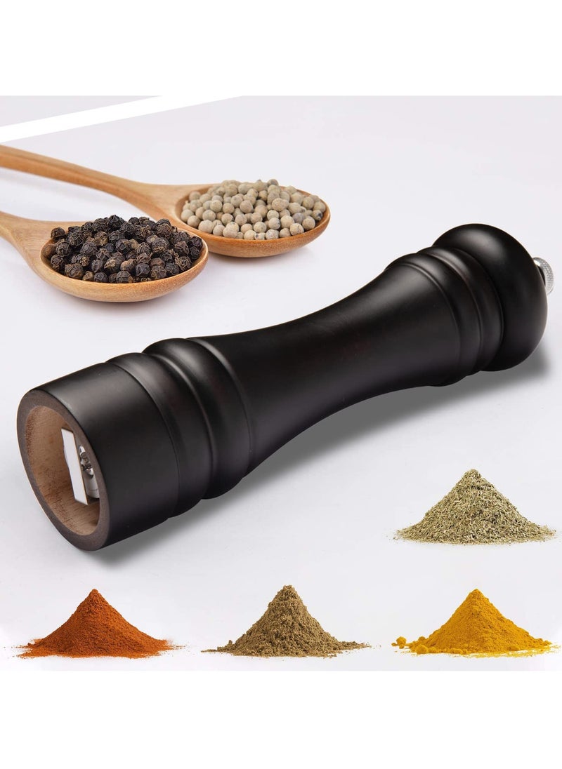 Excefore - Black Pepper Mill Salt Grinder Refillable, Wood Refillable Stainless Steel Mechanism Adjustable Coarseness, Adjustable Coarseness Ceramic Grinding Mechanism for Home, Kitchen, Barbecue, Party - Image 1