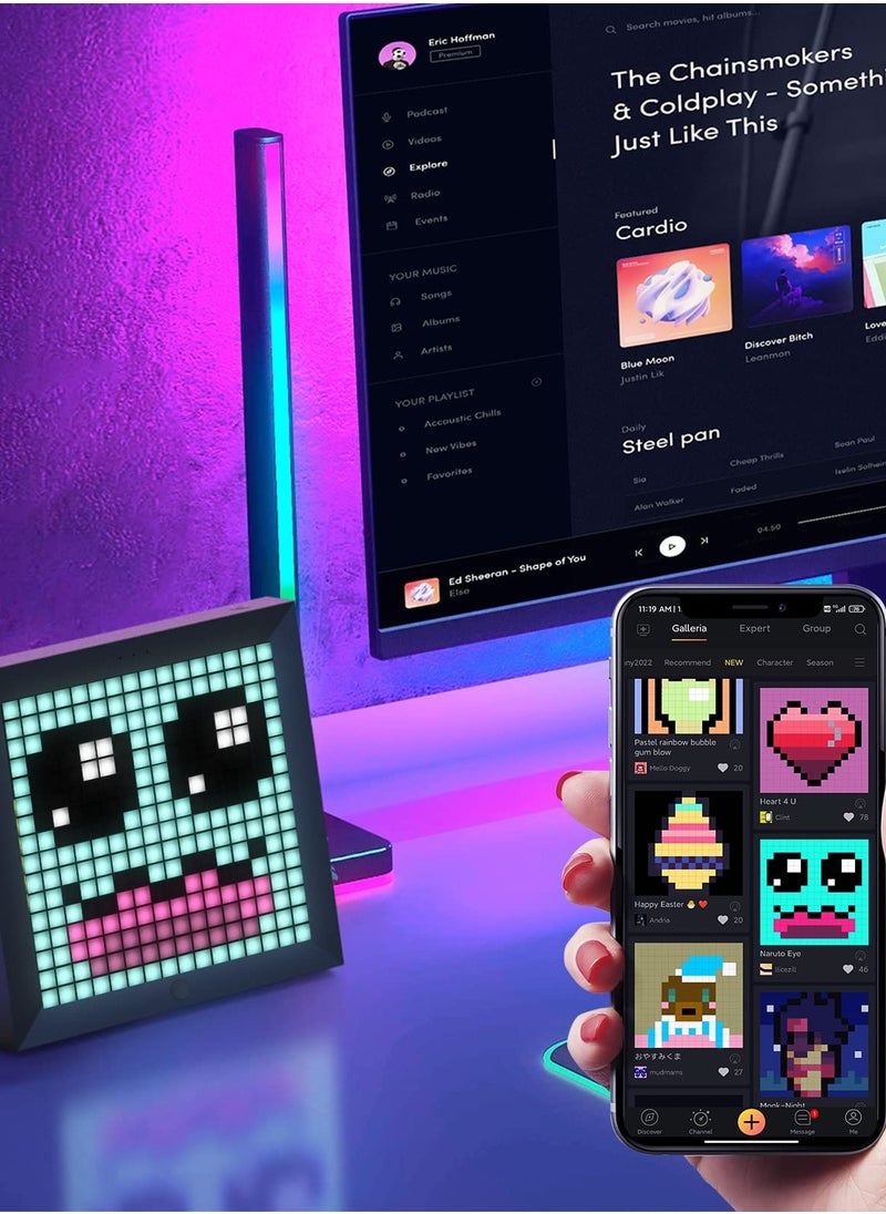 SYOSI - Pixel Art Digital Picture Frame, LED Light Display Panel Suit for RGB Light Bars, with Smart App Control Cool Animation Desk Setup for PC, TV, Gaming Room Decor - Image 1
