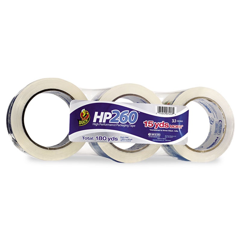Duck HP260C03 Packing Tape Refill, 3 Rolls, 1.88 Inch x 60 Yard, Clear (655074) - Image 1