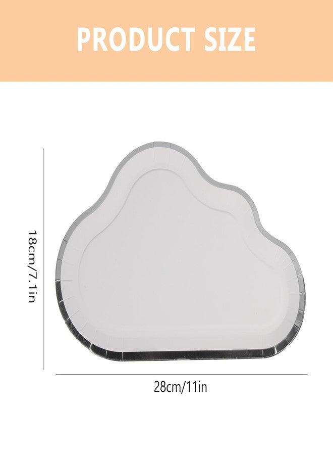 HOLIDYOYO Cloud Paper Plates 8 Pack Disposable White Party Plates 7.1 Inch Cloud Shaped Plates for Birthday Baby Shower Outdoor Picnic Tableware - Image 2