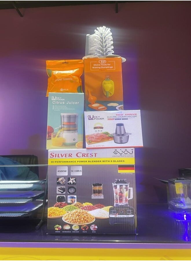SILVER CREST 6 In 1 Kitchen Accessories a 4500W Blender a Citrus Juicer A Chopper a Making Dumplings a Towels a Carpet  - Image 2