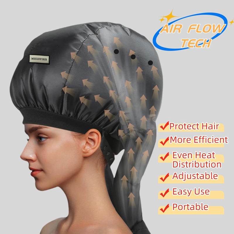 MEELUKYAYA Bonnet Hair Dryer for Curly Hair,Upgraded Double Tubes Diffuser Cap,Even Heat Distribution,Hairstyling Dryer Cap for Women,Portable Hair Dryer,Hooded Hair Dryer,Hair Dryer Bonnet - Image 2