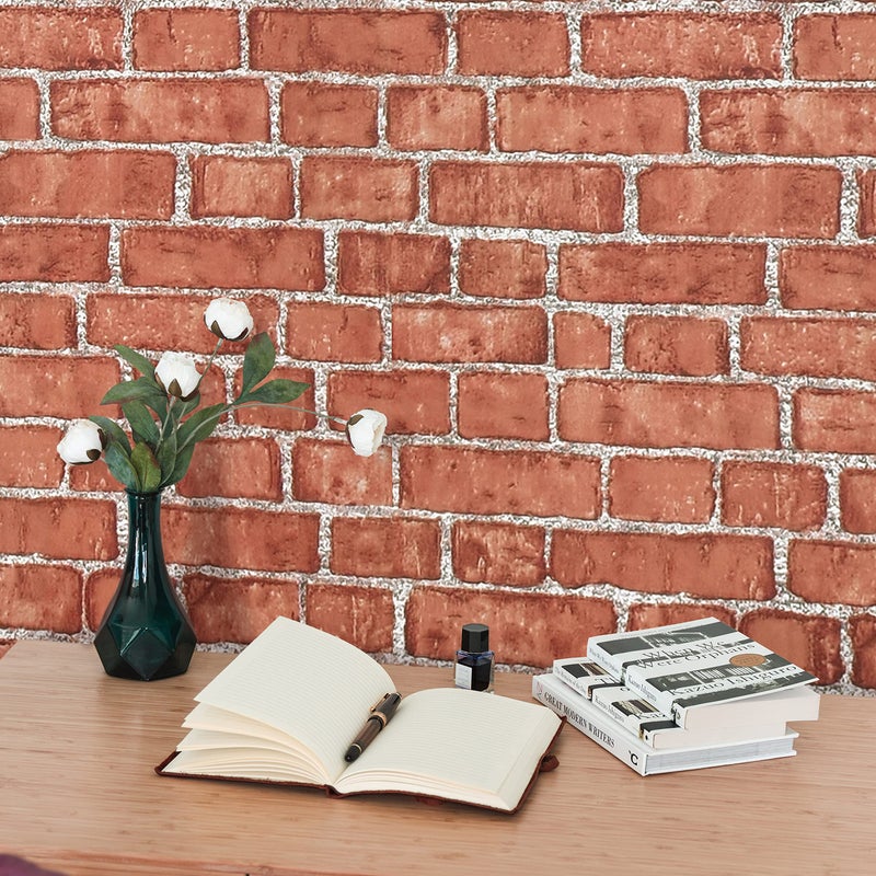 Naphite Red Brick Peel and Stick Wallpaper 3D Faux Brick Contact Paper for CabinetsDrawers Self Adhesive Removable Wallpaper Wrapping Paper Backsplash Fireplace Kitchen Waterproof 177inW 787inL