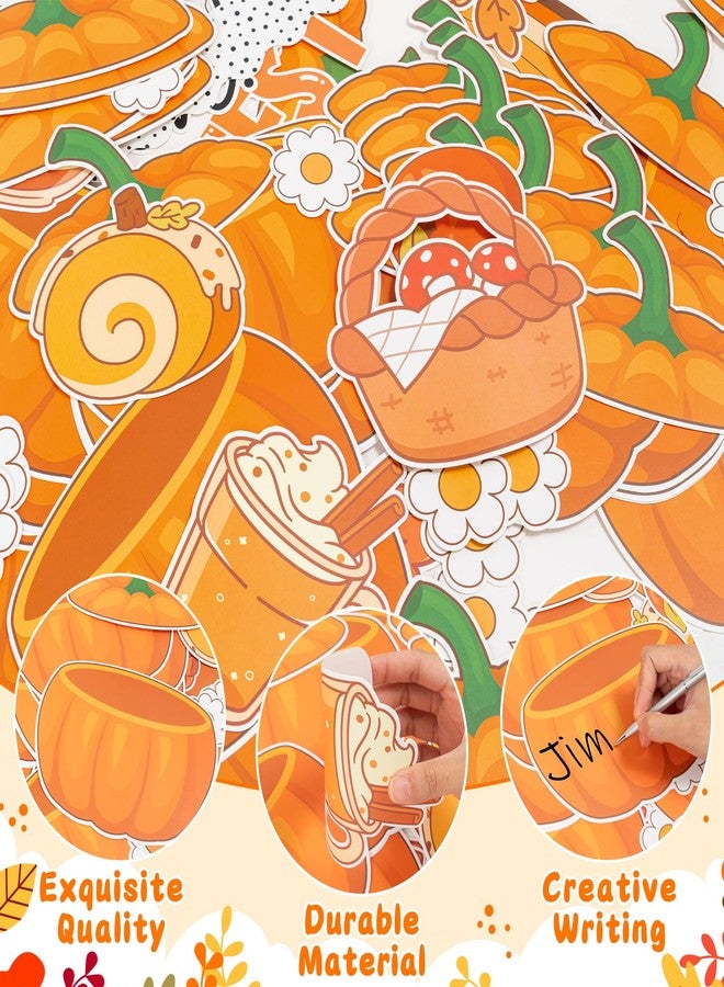 CPicdn 149Pcs Fall Bulletin Board Decorations Set, Thanksgiving Pumpkin Bulletin Board Border Trims Autumn Pumpkin Cutouts DIY Photo Craft Cutouts, Elementary Classroom Chalkboard Supplies Wall Decor - Image 3
