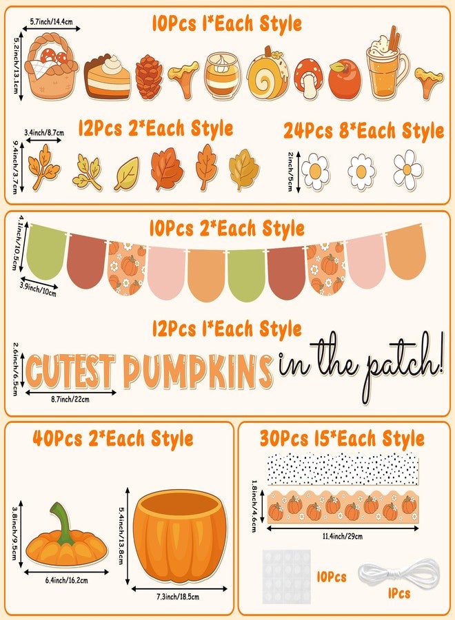 CPicdn 149Pcs Fall Bulletin Board Decorations Set, Thanksgiving Pumpkin Bulletin Board Border Trims Autumn Pumpkin Cutouts DIY Photo Craft Cutouts, Elementary Classroom Chalkboard Supplies Wall Decor - Image 2
