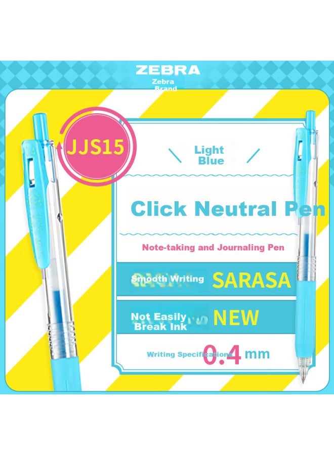 ZEBRA Mm Bullet Tip Retractable Gel Pen, Colorful Student Notebook Signing Pen, Study Marking Coloring Journal Pen, Jjs15, Light Blue, Single Pen - Image 1
