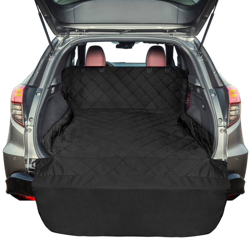 F-color SUV Cargo Liner for Dogs, Water Resistant Pet Cover Dog Seat Mat SUVs Sedans Vans with Bumper Flap Protector, Non-Slip, Large Size Universal Fit, Black - Image 1