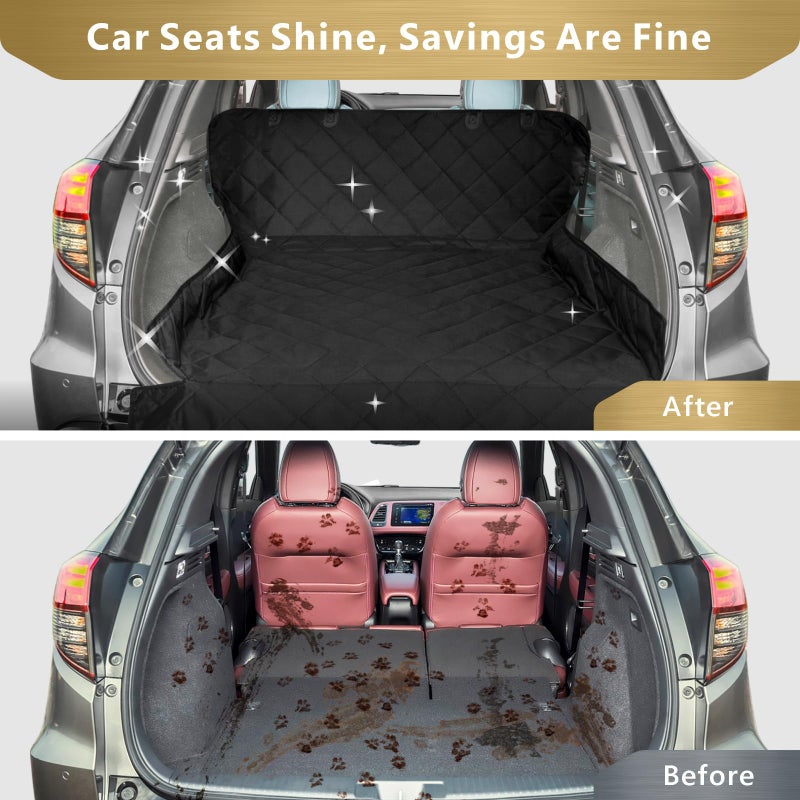 F-color SUV Cargo Liner for Dogs, Water Resistant Pet Cover Dog Seat Mat SUVs Sedans Vans with Bumper Flap Protector, Non-Slip, Large Size Universal Fit, Black - Image 3