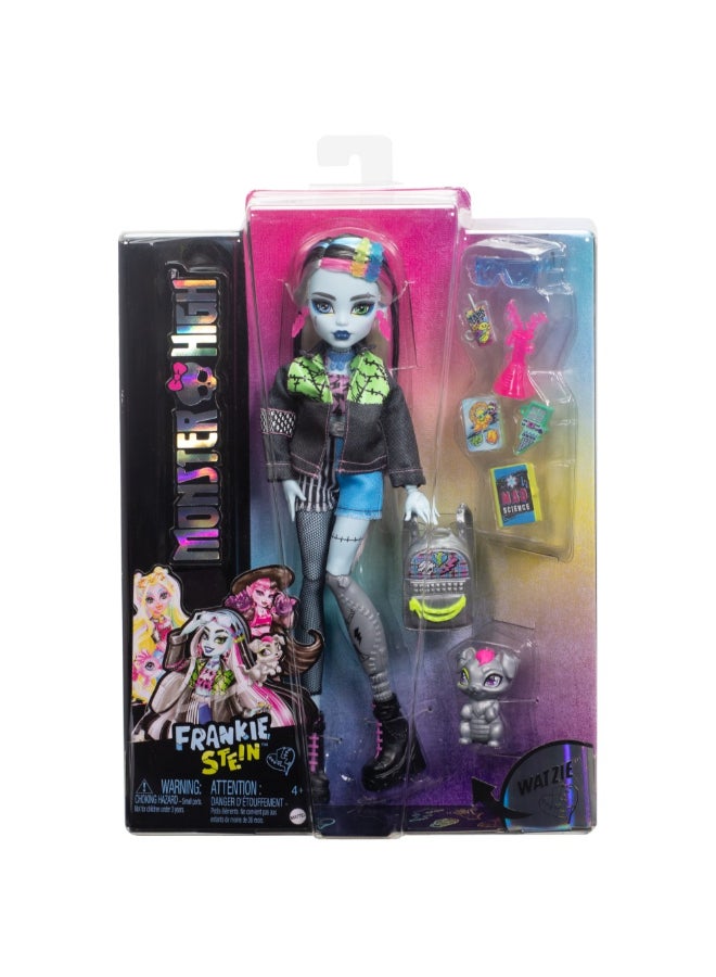 MONSTER HIGH دمية الموضة فرانكي شتاين من مونستر هاي مع حيوانها الأليف واتزي - Image 1