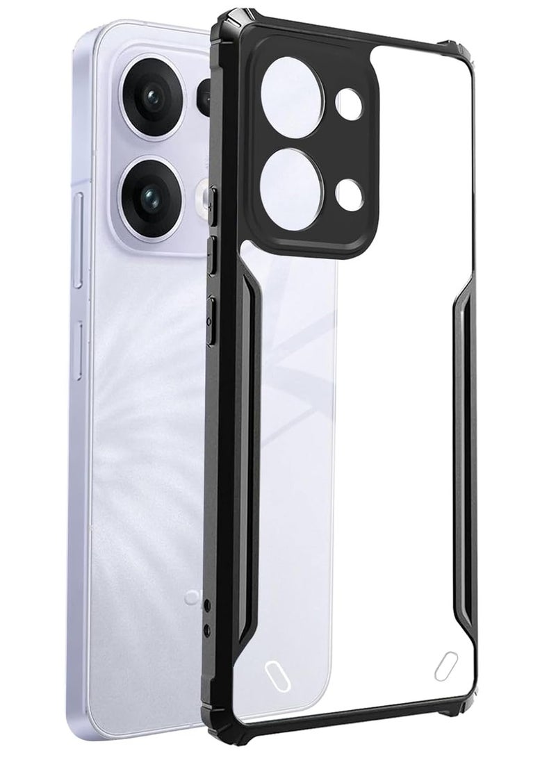 Case for Oppo Reno 13 5G Clear Cover Hard PC Back Cover with Shockproof TPU Black Border 360 Degree Impact Resistant non-Yellowing Transparent Cover For Oppo Reno 13 5G - Image 1