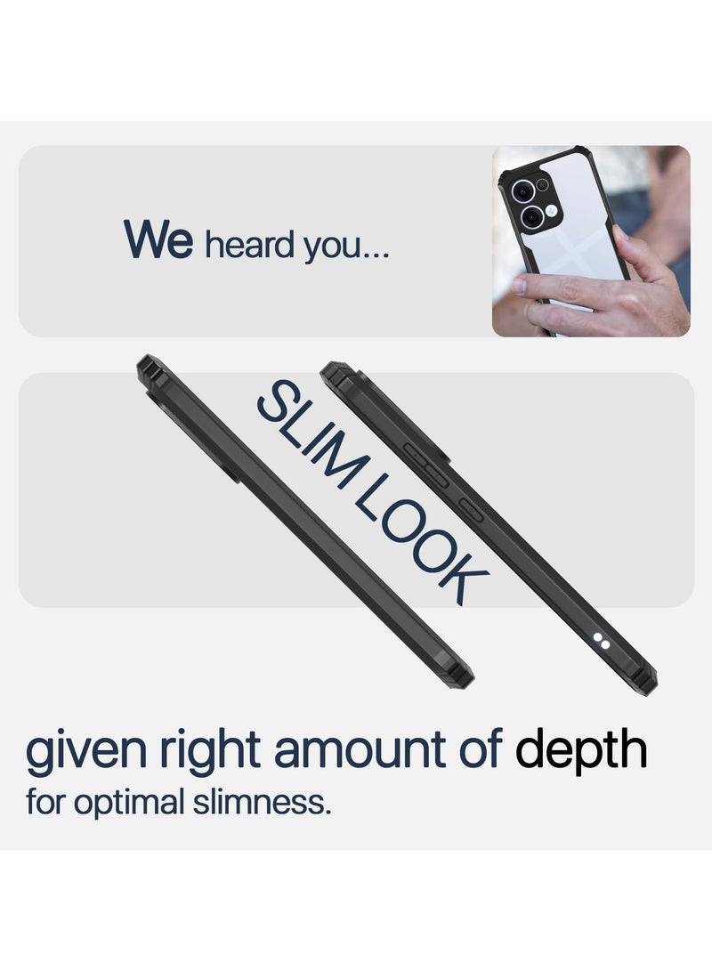 Case for Oppo Reno 13 5G Clear Cover Hard PC Back Cover with Shockproof TPU Black Border 360 Degree Impact Resistant non-Yellowing Transparent Cover For Oppo Reno 13 5G - Image 2