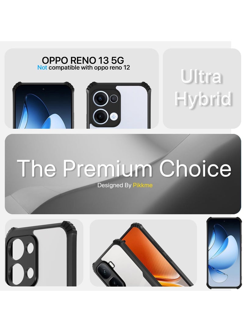 Case for Oppo Reno 13 5G Clear Cover Hard PC Back Cover with Shockproof TPU Black Border 360 Degree Impact Resistant non-Yellowing Transparent Cover For Oppo Reno 13 5G - Image 3