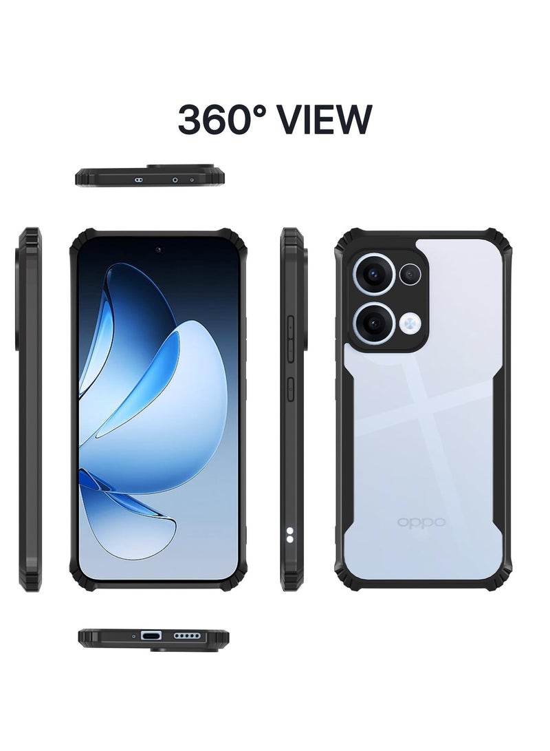 Case for Oppo Reno 13 5G Clear Cover Hard PC Back Cover with Shockproof TPU Black Border 360 Degree Impact Resistant non-Yellowing Transparent Cover For Oppo Reno 13 5G - Image 4