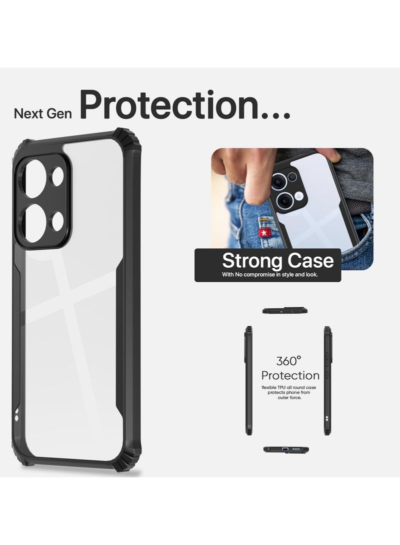 Case for Oppo Reno 13 5G Clear Cover Hard PC Back Cover with Shockproof TPU Black Border 360 Degree Impact Resistant non-Yellowing Transparent Cover For Oppo Reno 13 5G - Image 5