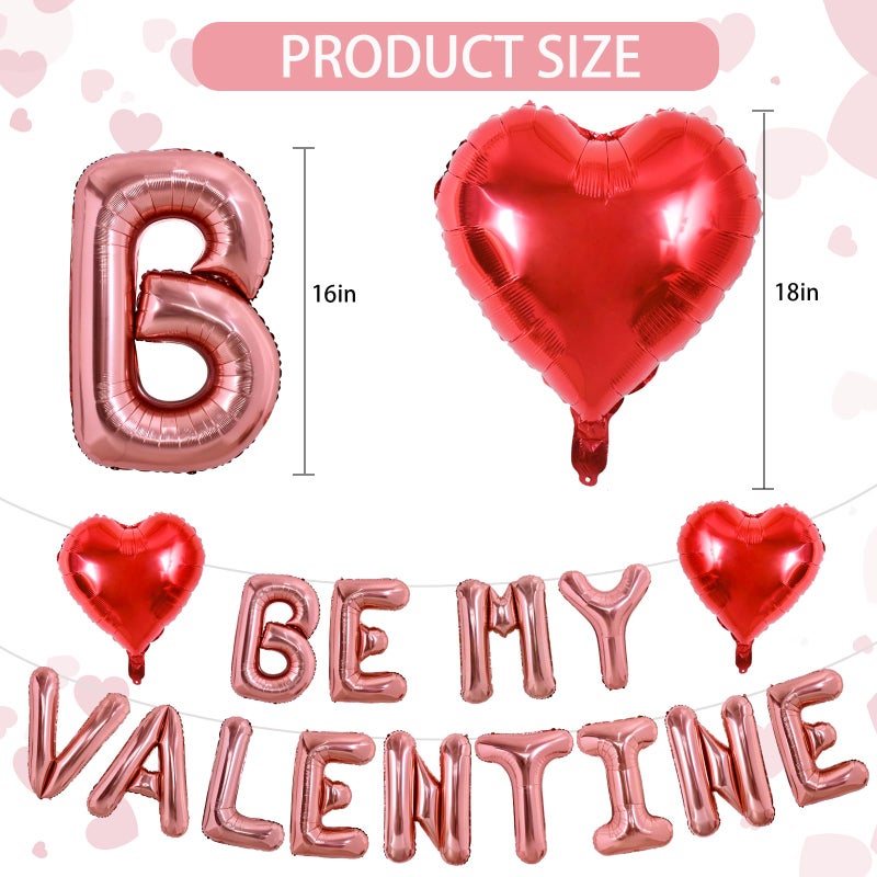 TONIFUL 16 Inch Rose Gold Be My Valentine Letter Balloons Valentineâ€™s Day Foil Alphabet Balloons Banner for Romantic Valentine's Day Wedding Bridal Shower Anniversary Engagement Party Supplies - Image 2