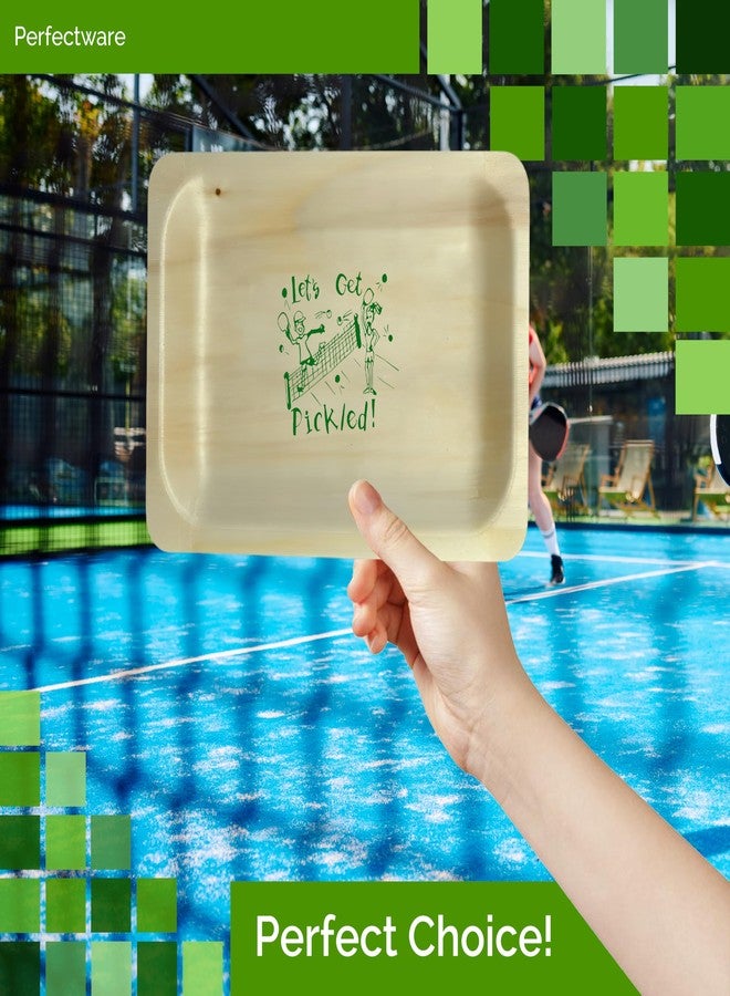 Perfectware أطباق بيسبول خشبية 10 بوصة من بيرفكت وير - طباعة خضراء - 25 قطعة - Image 2