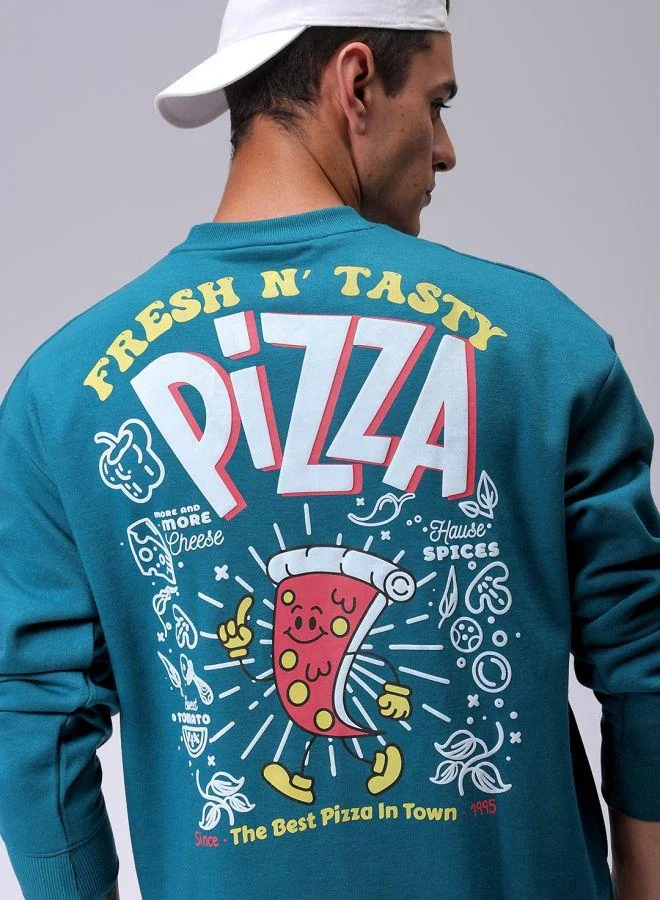 The Indian Garage Co Men Relaxed Fit Placement Print Crew Neck Overhead Sweatshirt