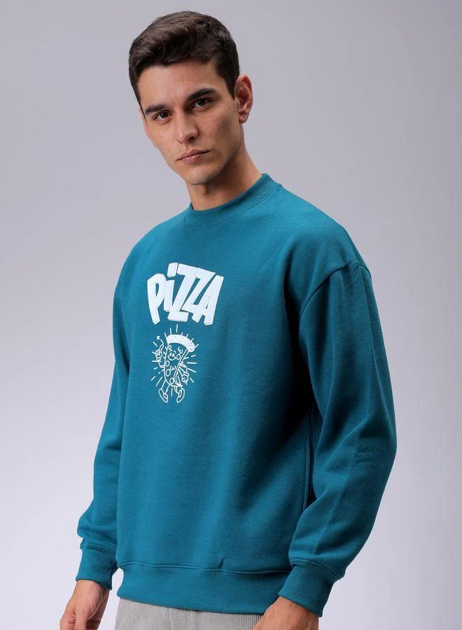 The Indian Garage Co Men Relaxed Fit Placement Print Crew Neck Overhead Sweatshirt