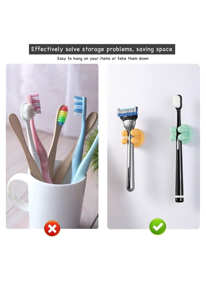 4 PCS Silicone Toothbrush Holders, Self Adhesive Holders Wall Mounted to Mirror for Shower Hanging Towel, Functional Waterproof Hook Bathroom Kitchen Living Room Office - Image 4