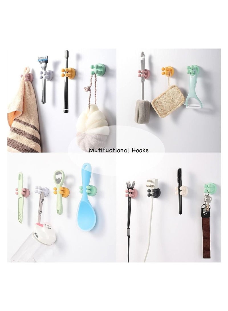 4 PCS Silicone Toothbrush Holders, Self Adhesive Holders Wall Mounted to Mirror for Shower Hanging Towel, Functional Waterproof Hook Bathroom Kitchen Living Room Office - Image 5