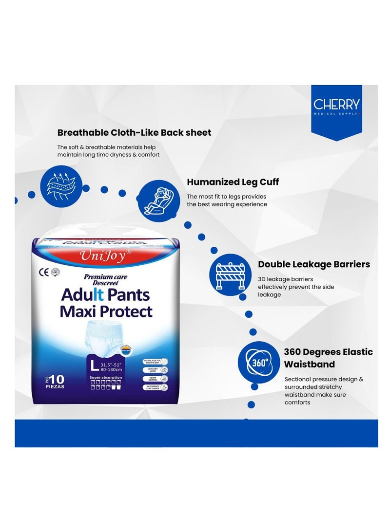 يوني جوي 20 قطعة من حفاضات الكبار القابلة للسحب على شكل بنطلون كبير - مقاس كبير جدًا (مقاس الخصر 80 سم - 130 سم) بالإضافة إلى 20 قطعة من الوسادات الداخلية التي تستخدم لمرة واحدة مقاس 60 سم × 90 سم ذات قدرة امتصاص وحماية من التسرب للجنسين - Image 2