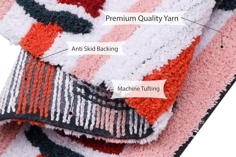 AAZEEM حصيرة حمام لمدخل الحمام حصيرة باب ناعمة / فندق منزلي بساط شرفة | حصيرة مدخل، حصيرة مضادة للانزلاق للحمام | بساط أرضي منزلي قطن بتصميم تجريدي 40 × 60 سم (ماروني، مستطيل) - Image 3