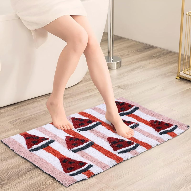 AAZEEM حصيرة حمام لمدخل الحمام حصيرة باب ناعمة / فندق منزلي بساط شرفة | حصيرة مدخل، حصيرة مضادة للانزلاق للحمام | بساط أرضي منزلي قطن بتصميم تجريدي 40 × 60 سم (ماروني، مستطيل) - Image 1