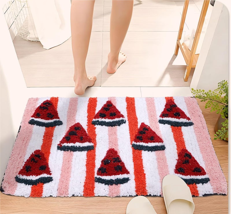 AAZEEM حصيرة حمام لمدخل الحمام حصيرة باب ناعمة / فندق منزلي بساط شرفة | حصيرة مدخل، حصيرة مضادة للانزلاق للحمام | بساط أرضي منزلي قطن بتصميم تجريدي 40 × 60 سم (ماروني، مستطيل) - Image 5