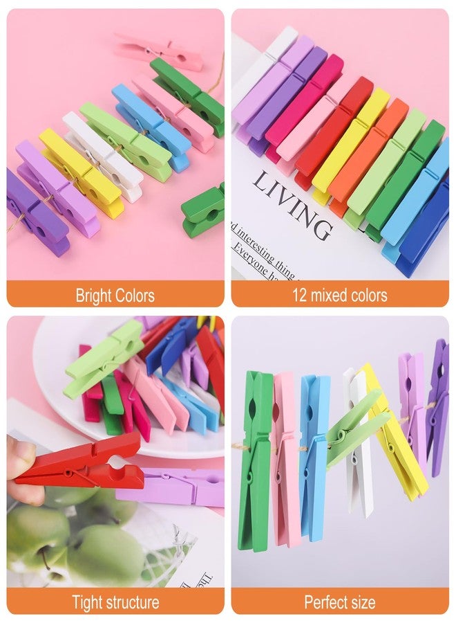 WAENLIR Colored Clothes pins 12 Color, Colorful ClothesPins Wooden Clips for Photos Pictures Decorative Crafts, Decoration clothespins Clothing Hanging clothespins 2.9inch 50PCS (Rainbow Colors) - Image 2