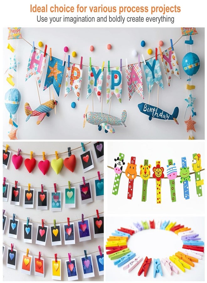 WAENLIR Colored Clothes pins 12 Color, Colorful ClothesPins Wooden Clips for Photos Pictures Decorative Crafts, Decoration clothespins Clothing Hanging clothespins 2.9inch 50PCS (Rainbow Colors) - Image 5