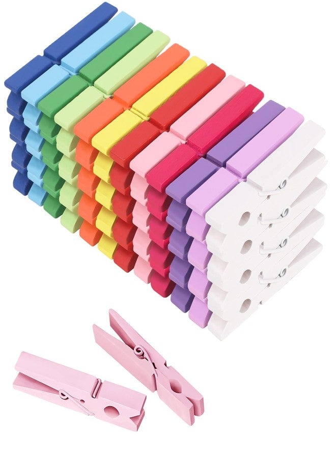 WAENLIR Colored Clothes pins 12 Color, Colorful ClothesPins Wooden Clips for Photos Pictures Decorative Crafts, Decoration clothespins Clothing Hanging clothespins 2.9inch 50PCS (Rainbow Colors) - Image 1