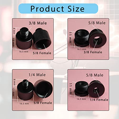 ZTEOFO 4 Pieces Mic Screw Adapter, 5/8 Female to 3/8 Male and 3/8 Female to 5/8 Male, 5/8 Female to 1/4 Male and 1/4 Female to 5/8 Male, Mic Thread Adapter, Microphone Adapter - Image 3