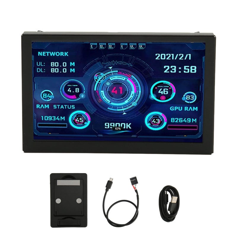شاشة IPS USB صغيرة لمراقبة درجة حرارة الكمبيوتر - شاشة عرض 800x480 لدرجة حرارة وحدة المعالجة المركزية ووحدة معالجة الرسومات والذاكرة لمراقبة أجهزة الكمبيوتر - Image 1