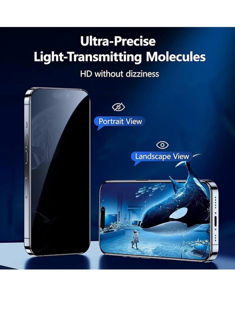 vesus Privacy Screen Protector Compatible with iPhone 15 Pro Max/15 Plus 6.7", Full Coverage Anti-Spy Tempered Glass Film 9H Upgrade Edge Protection Easy Installation BubbleFree for iPhone 15 Pro Max - Image 4