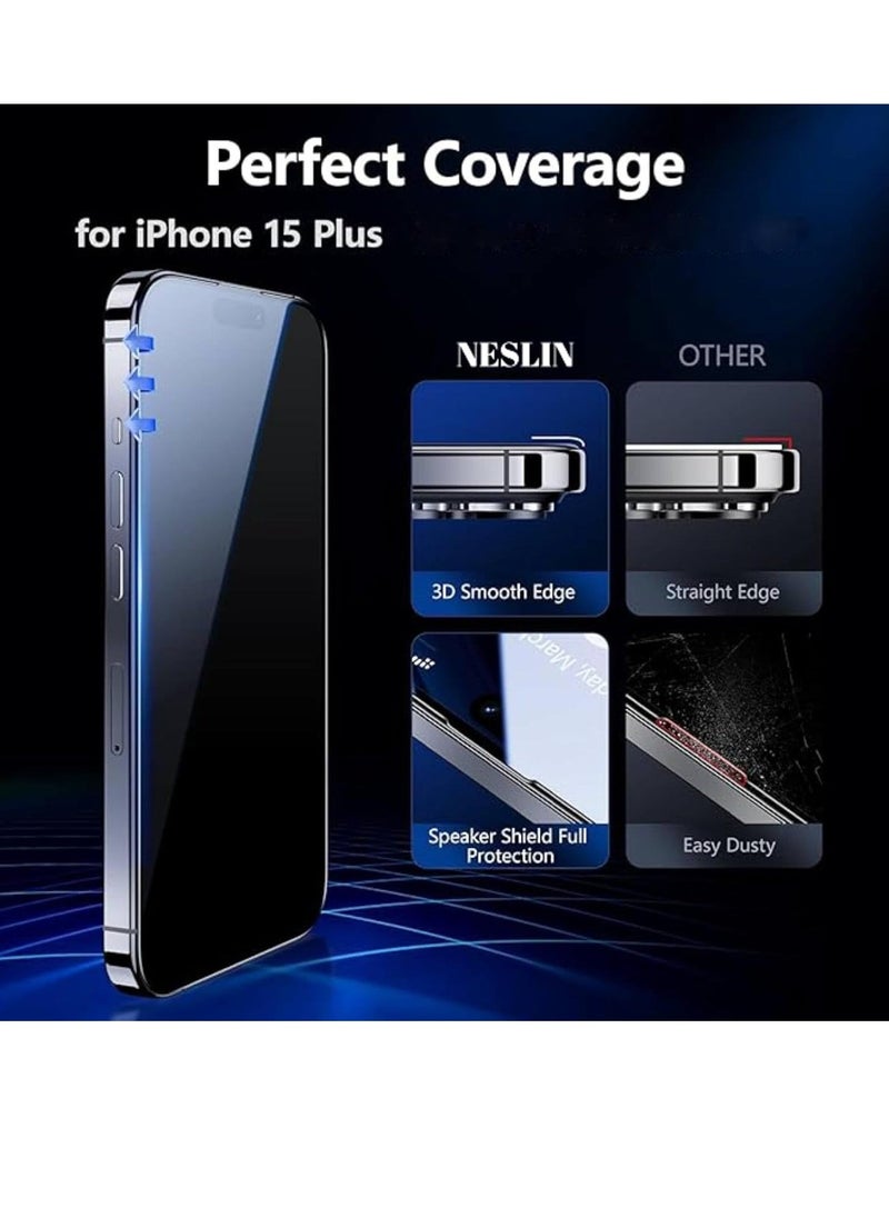 vesus Privacy Screen Protector Compatible with iPhone 15 Pro Max/15 Plus 6.7", Full Coverage Anti-Spy Tempered Glass Film 9H Upgrade Edge Protection Easy Installation BubbleFree for iPhone 15 Pro Max - Image 3