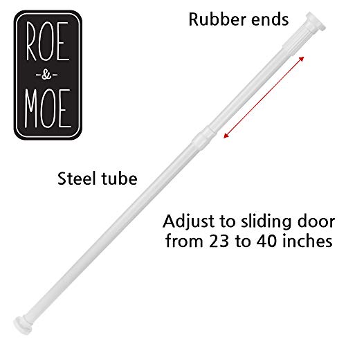 Roe & Moe Sliding Glass Door Security Bar White Color - Feel Safe at Home with This Adjustable Home Security Bar 7/8" Dia. X 23" to 40" (1-Pack) - Image 2
