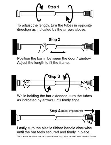 Roe & Moe Sliding Glass Door Security Bar White Color - Feel Safe at Home with This Adjustable Home Security Bar 7/8" Dia. X 23" to 40" (1-Pack) - Image 4