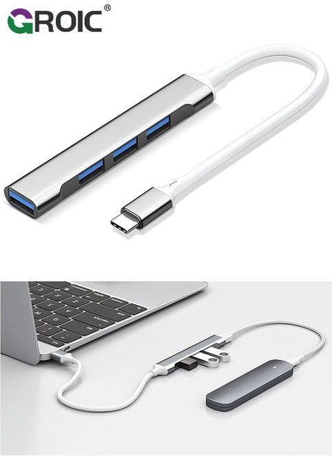 4 USB Port Expander, High Speed USB 3.0 & USB 2.0 Multiple USB Port Hub, Aluminium Alloy External USB Port for Laptop, Mac, PCs, Portable Multi USB Port & Computer USB Hub