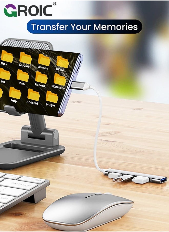 GROIC - 4 منافذ USB موسع، USB 3.0 عالي السرعة وUSB 2.0 محور منافذ USB متعدد، منفذ USB خارجي من سبائك الألومنيوم لأجهزة الكمبيوتر المحمول، ماك، أجهزة الكمبيوتر الشخصية، منفذ USB متعدد محمول ومحور USB للكمبيوتر - Image 1